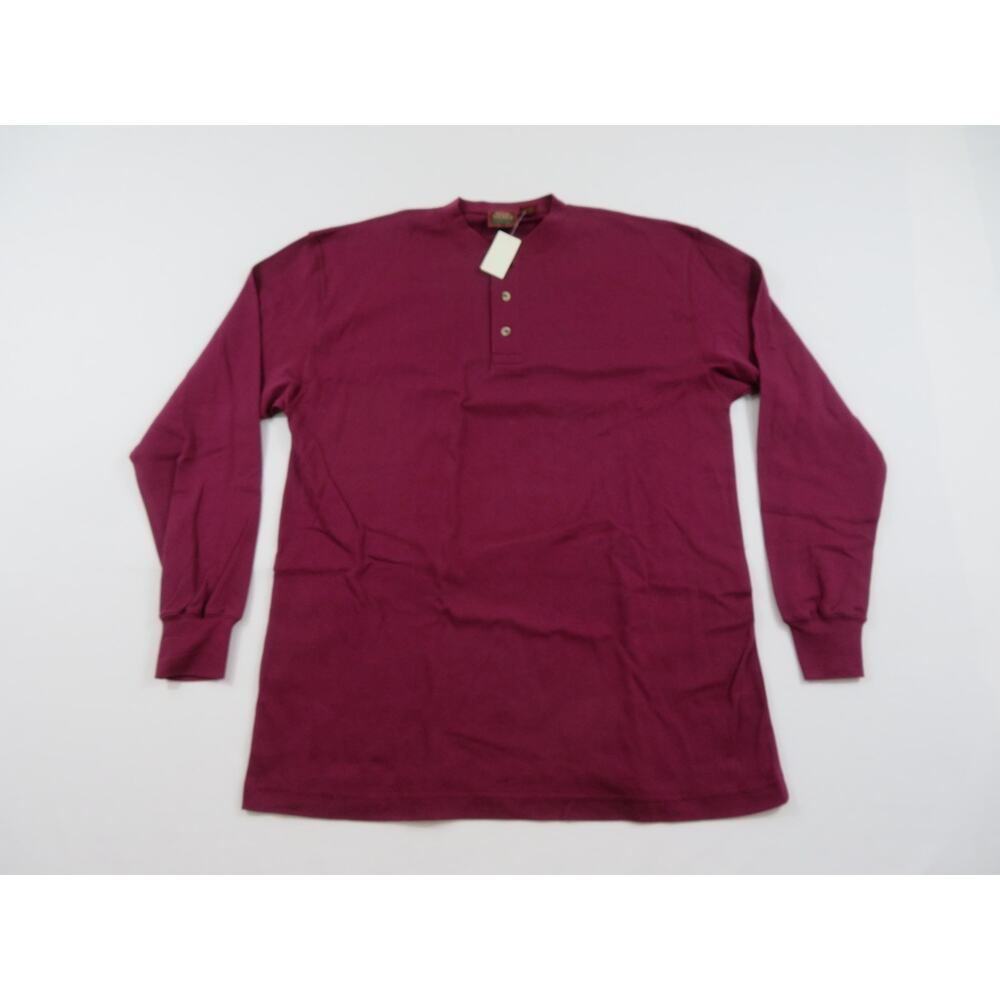 High Sierra Shirt, Port Red Henley Collar, Long Sleeve Sz L 1990s NWT New